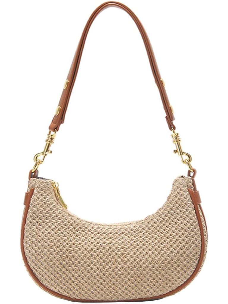 Women's Brown Plaid Striped Woolden Cloth Shoulder Tote Bag Chain Strap Gift